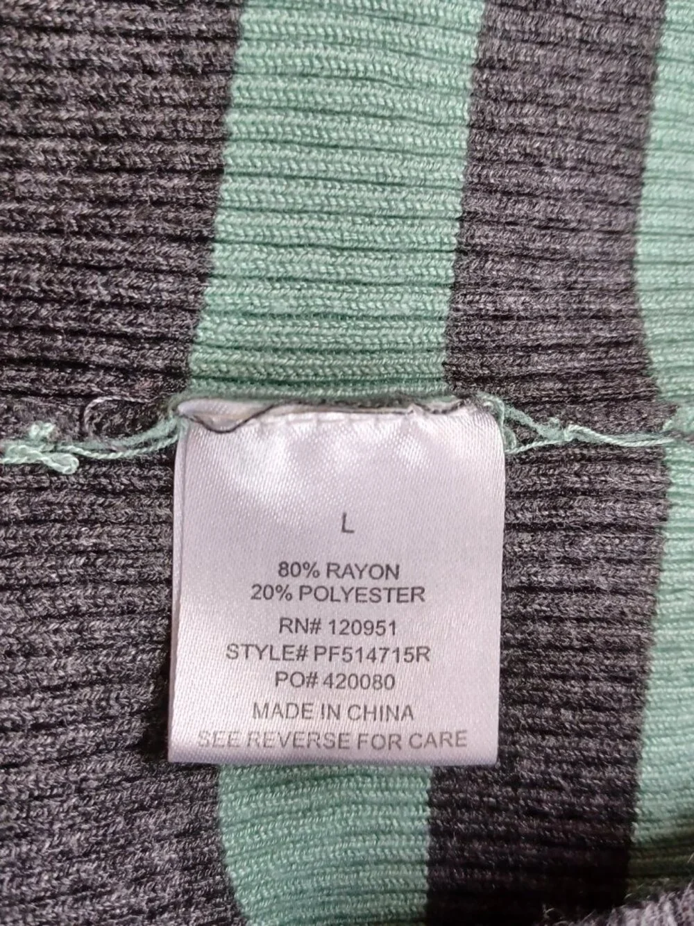 Pink Rose Big Girls Sweater Dress Ribbed Knit Striped Gray Green Bodycon Size L